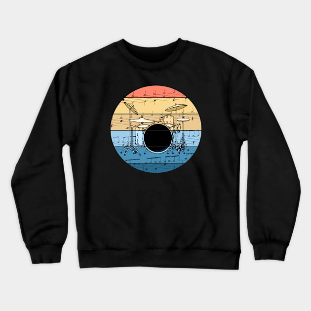 Drummer Music Notation Drum Kit Percussionist Musician Crewneck Sweatshirt by doodlerob